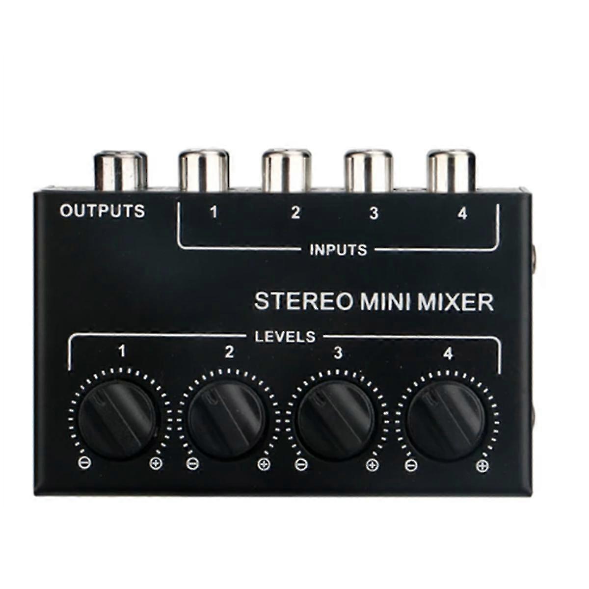 4 Channels Passive Stereo Mixer Mini Audio Mixer Portable Sound Mixer Input Ultra Low Noise For Live Studio