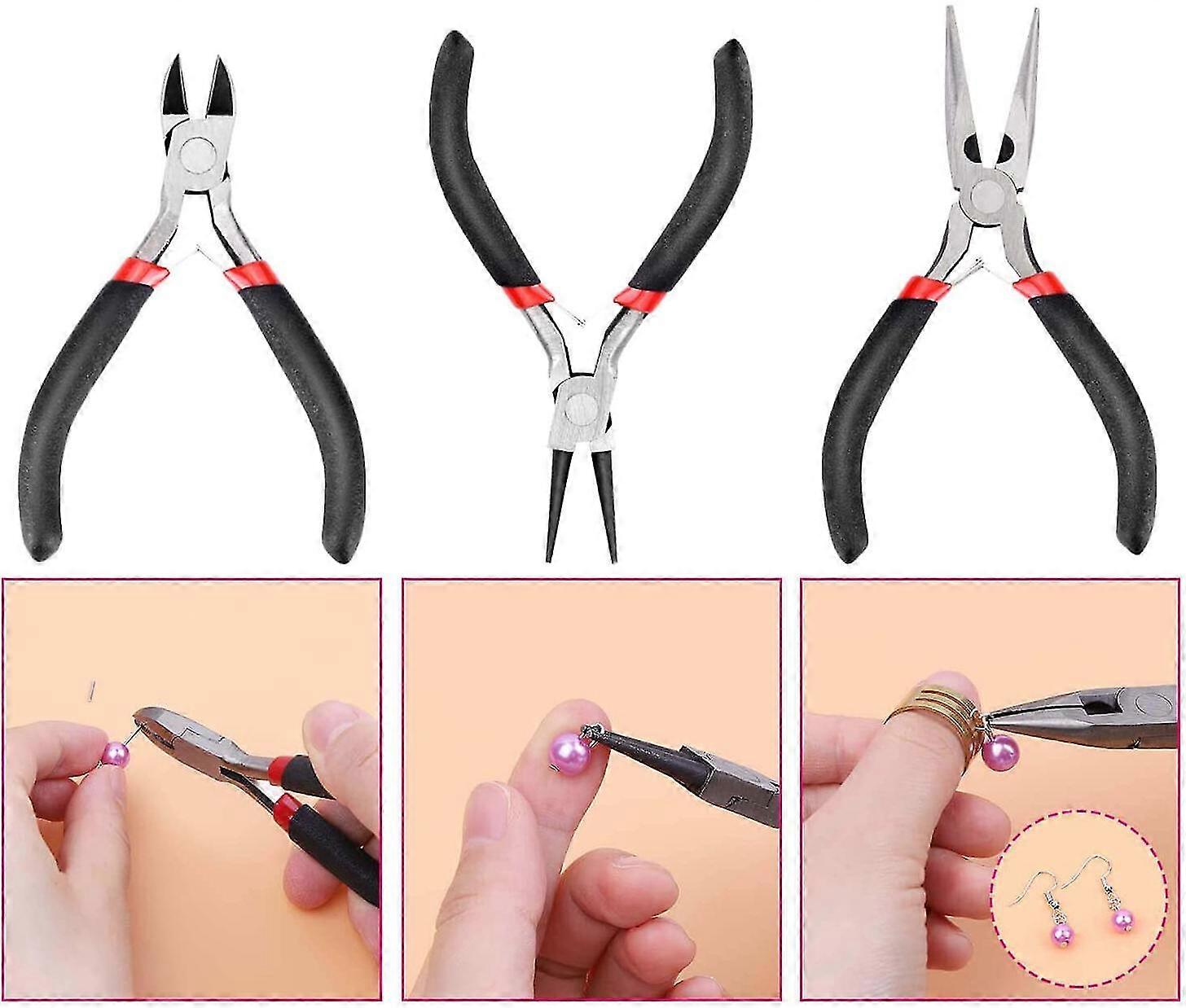 Smycken Making Kit Läderväska Tool Set Underhållsassistent (svart tång) T-x Tw