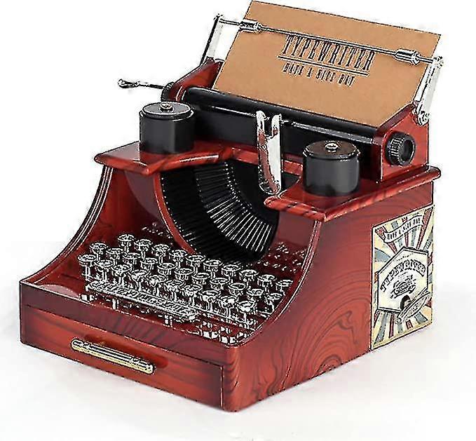 Mini Retro Style Typewriter Clockwork Music Box