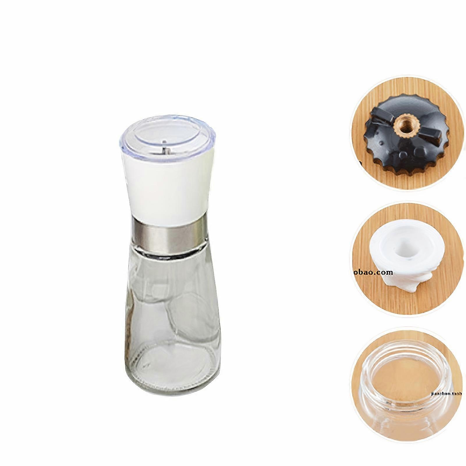 New style Spice Grinder Transparent Seasoning Bottle Salt Pepper Mill Manual Grinder Bottle 6.09oz (Black)