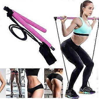 Yoga Pilates Bar Kit Exercise Resistance Band Muscle Training Bar Pilates Stick Portable