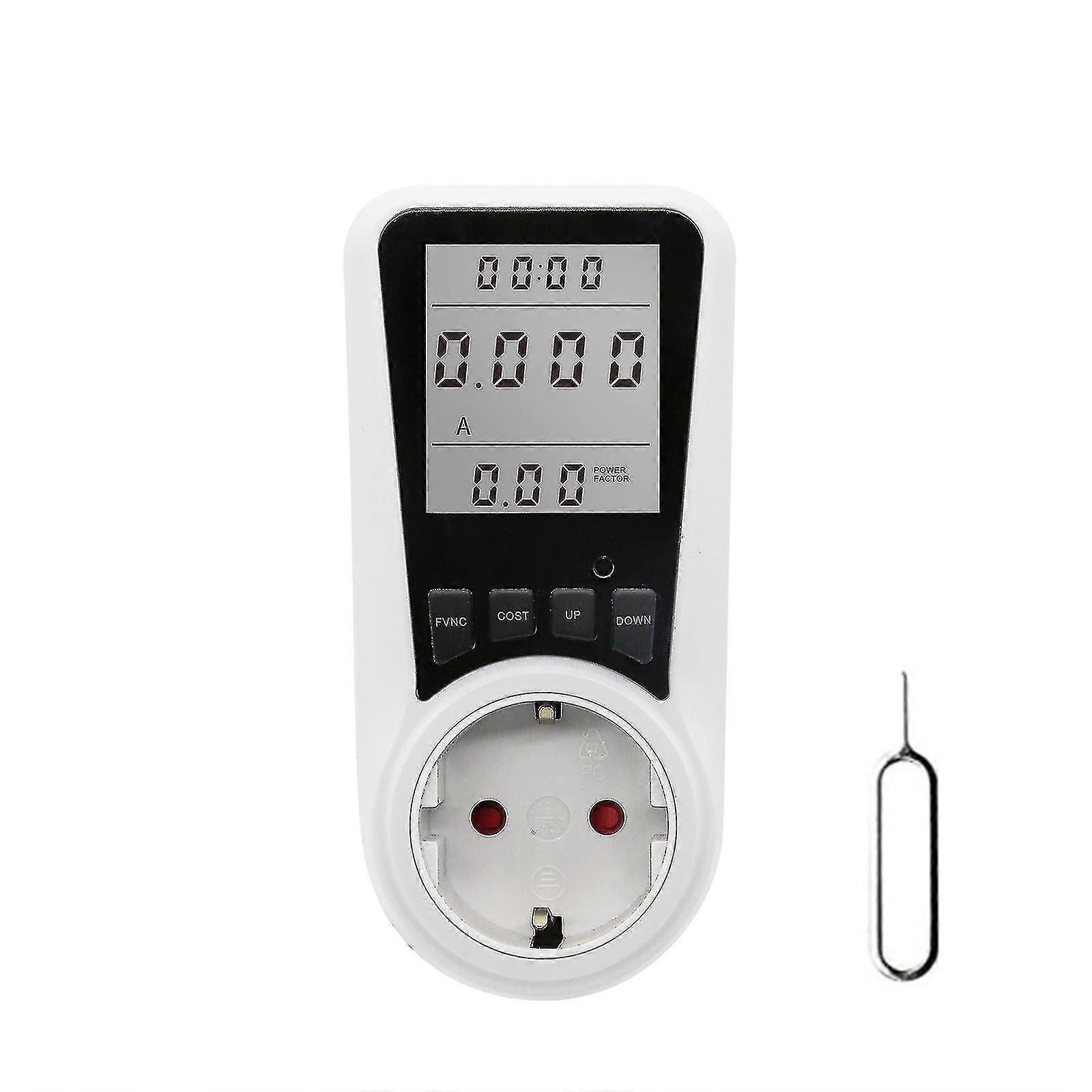 Electricity Meter For Socket, Current Meter, 16 A Energy Cost Meter, Power Consumption Meter With Lcd Backlight, 7 Monitoring Modes, Overload Protecti
