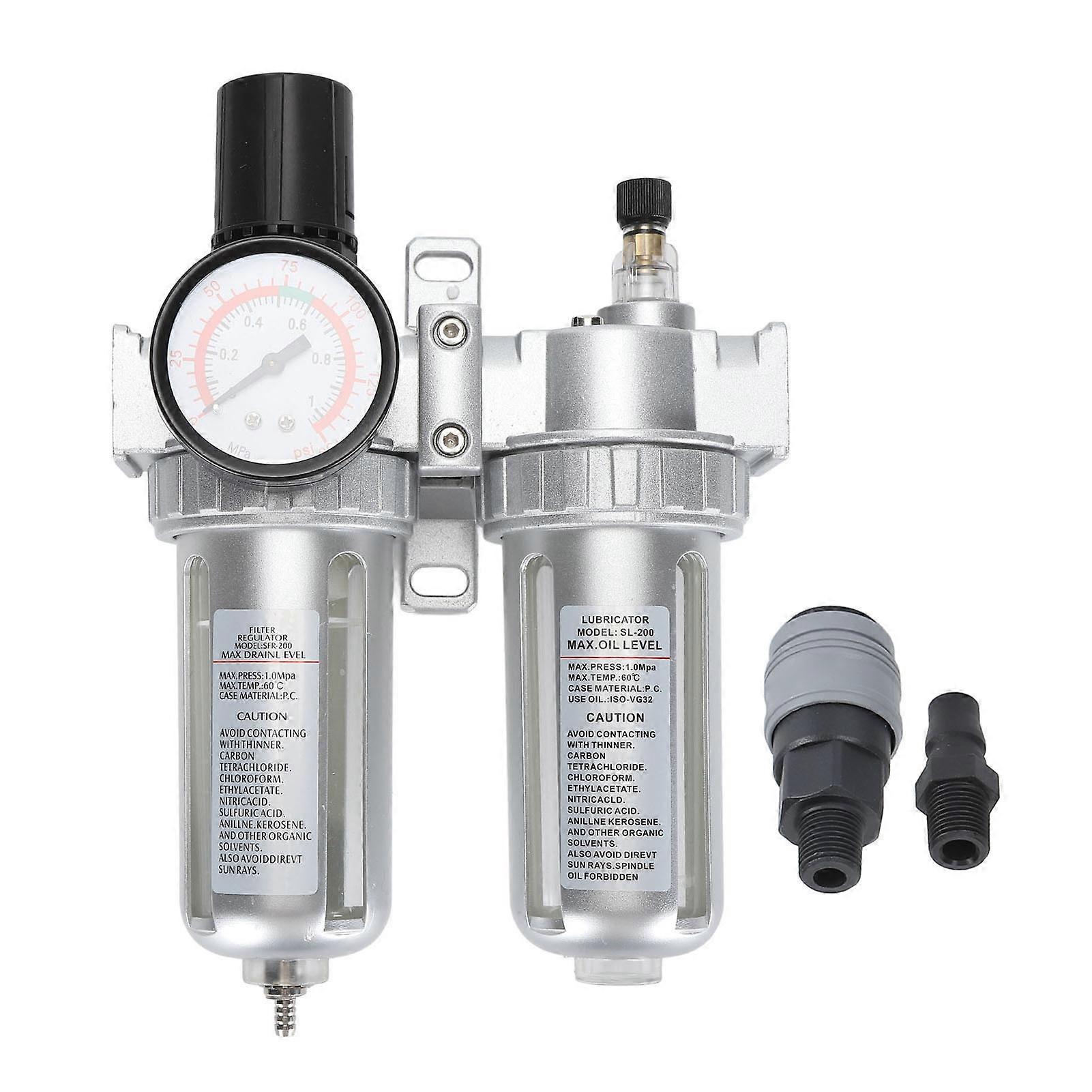 Air Filter Pressure Regulator 1/4 Inch Aluminum Alloy PC and Plastic Compressed Air Filter