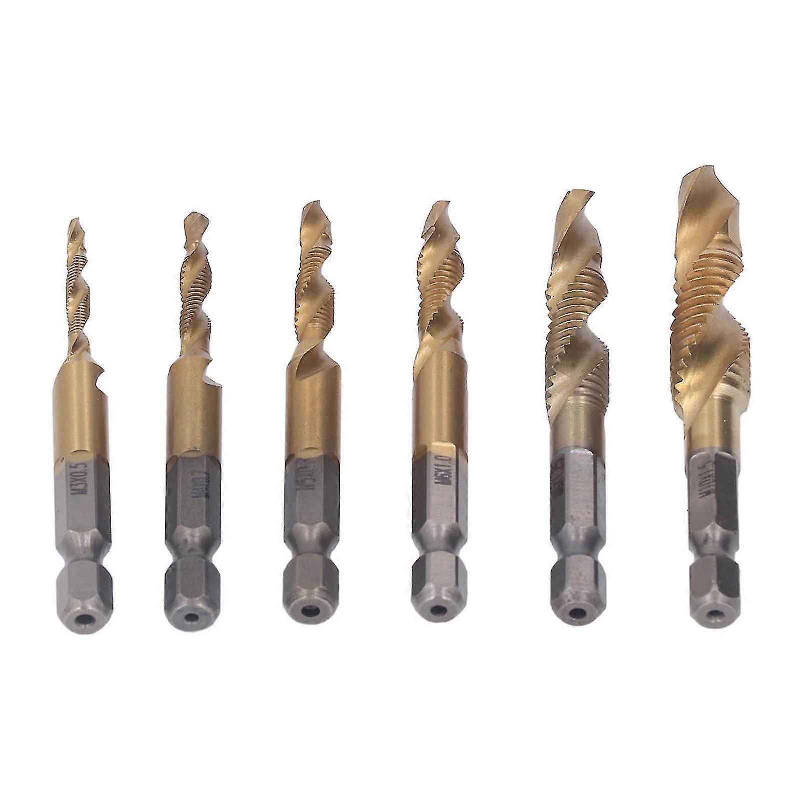 HHS Fine Thread Wear Resistance 6Pcs Threaded Drill Taps for Drilling Tapping