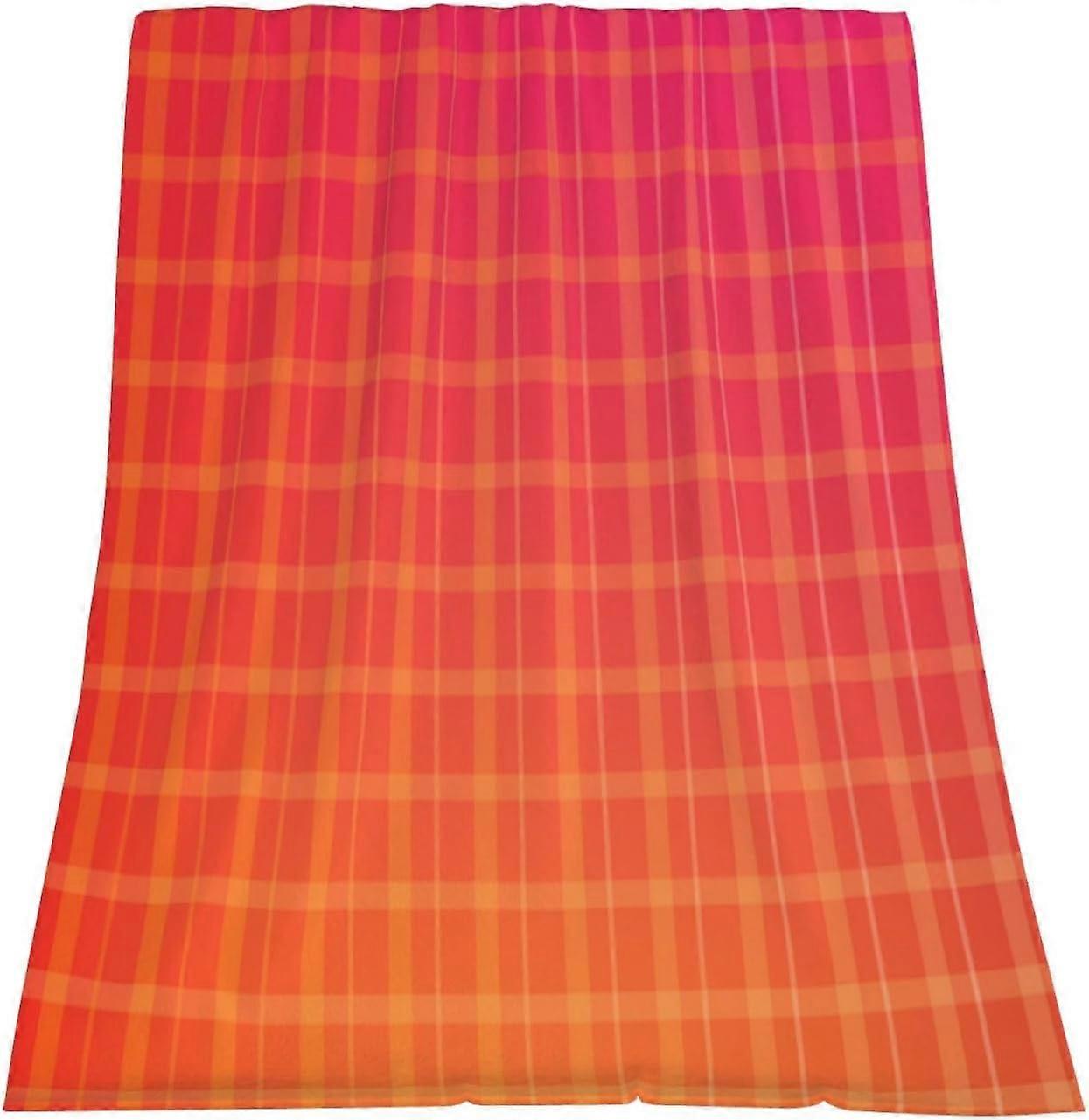 Fleece Throw Blanket for Couch Pink Orange Plaid Lightweight Warm Super Soft Cozy Flannel Blankets for Girls Boys Women Men for Bed Sofa 60" x 80"