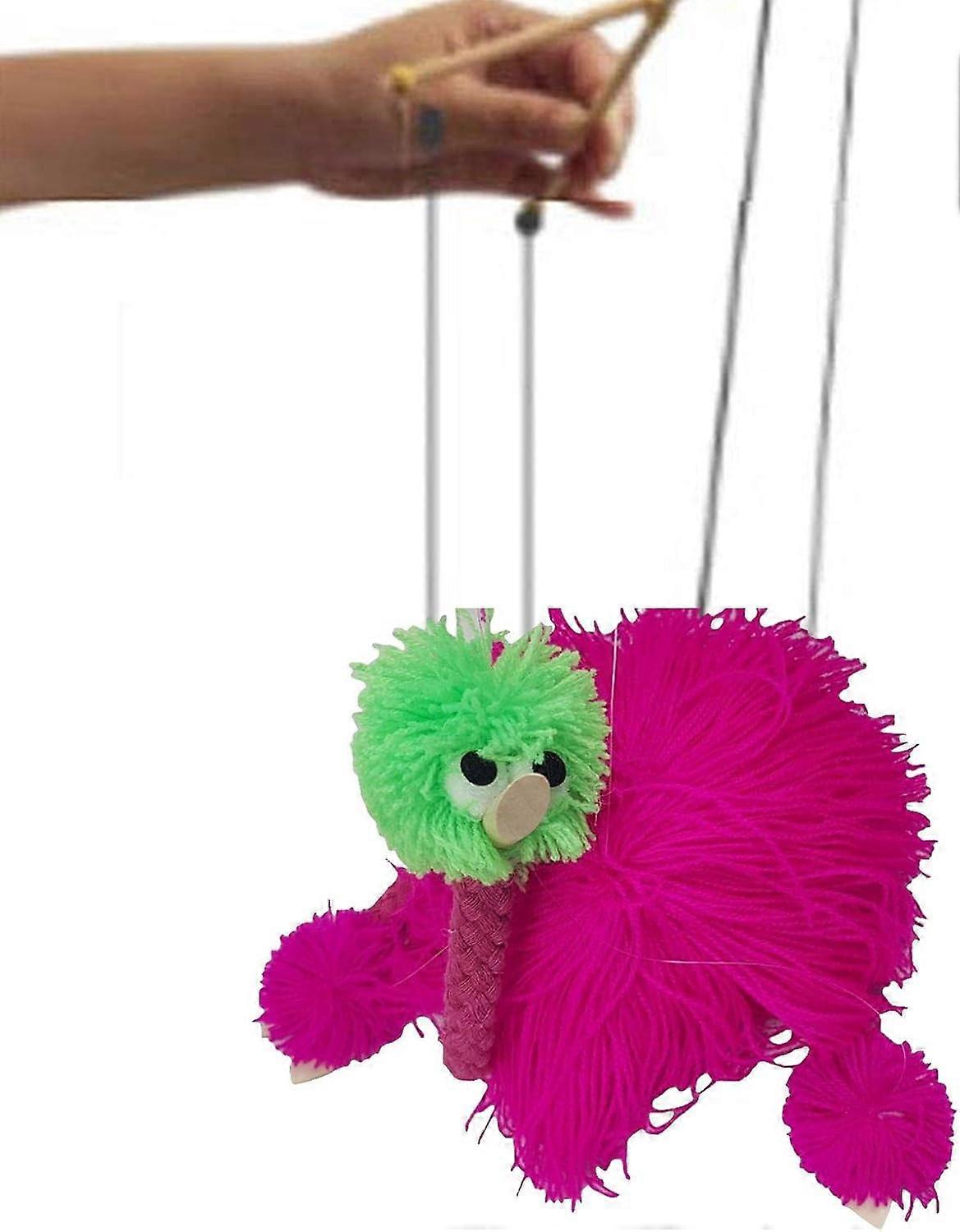 Puppet On Strings, Handmade Ostrich Marionette Puppets , Parent-Child Interactive Educational Props For Children Kids , Red