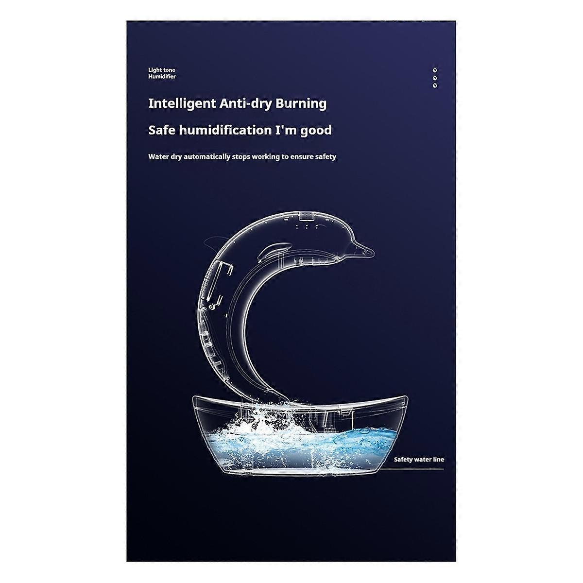 Dolphin Water Droplet Humidifier Bluetooth Speaker, Light Tone Humidifier, Colorful Lights