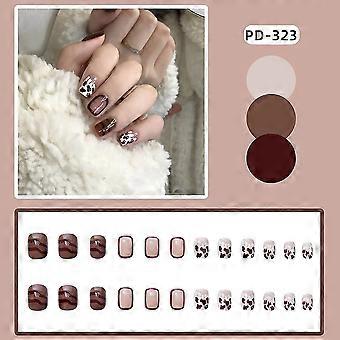24pcs rood wit valse nagels korte volledige dekking valse nagels