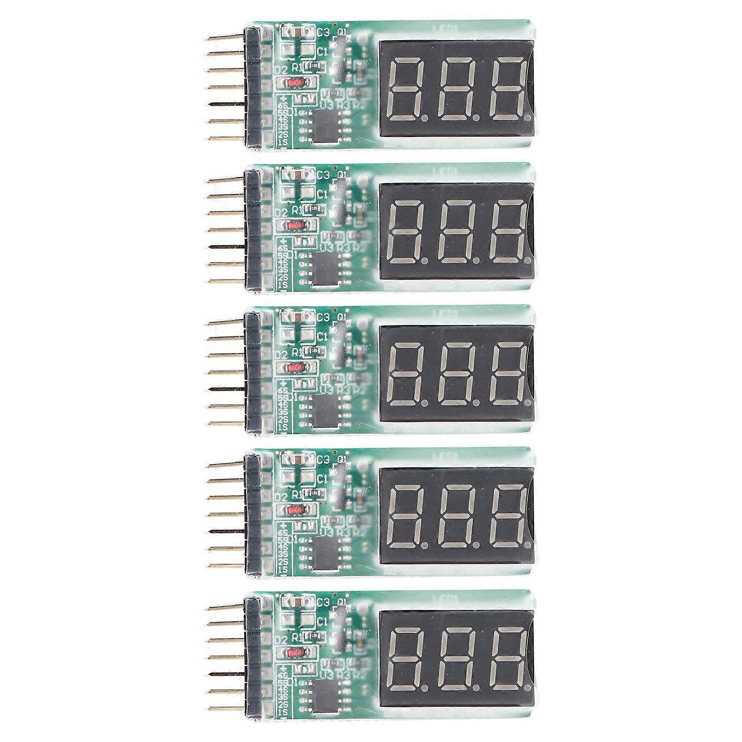 5Pcs Battery Voltage Meter Tester Monitor Capacity Level Indicator for 2‑6S Lithium Batteries