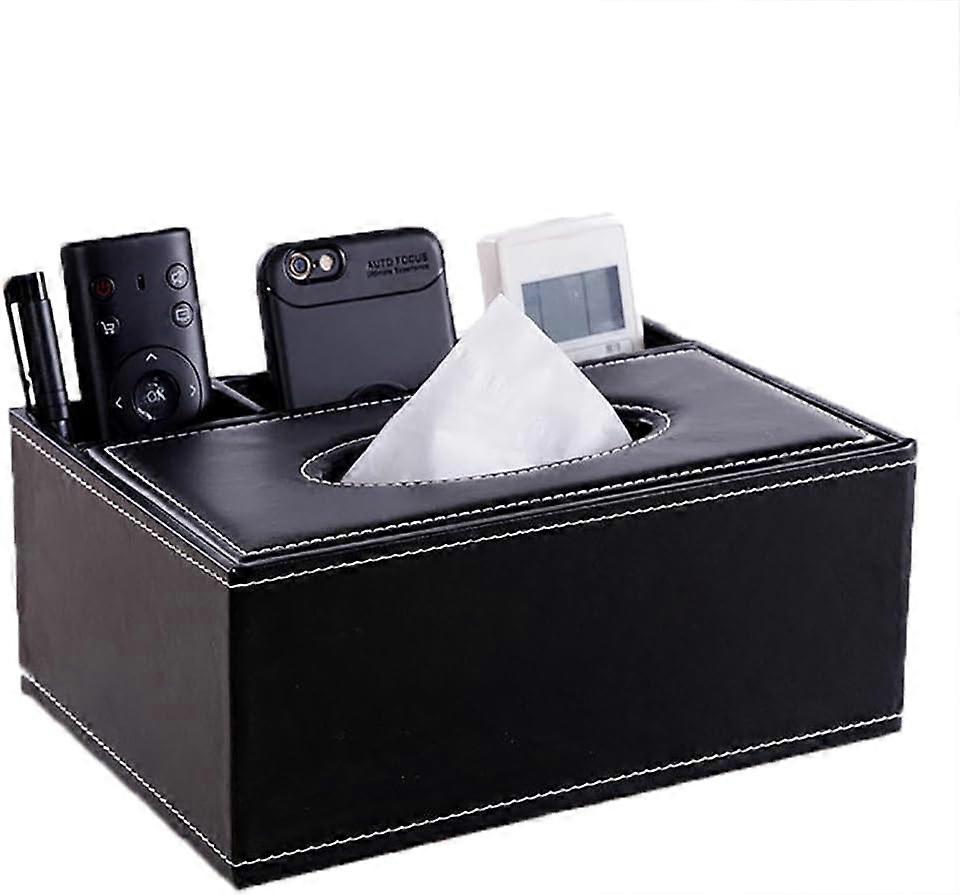 Leather Tissue Box Cover, Multifunctional Design, Elegant Desktop Organizer