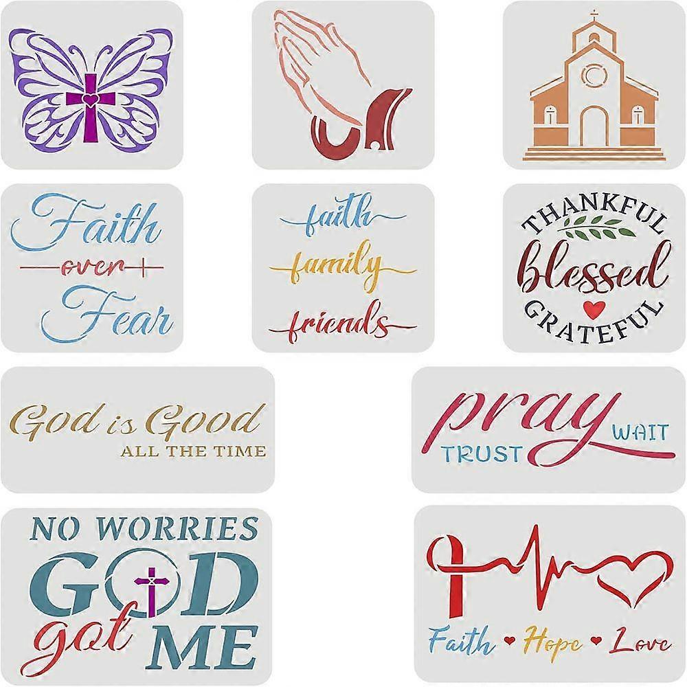 1Set Religion Theme PET Drawing Painting Stencils Templates Sets Mixed Patterns 150~210x200~300mm 10pcs/set