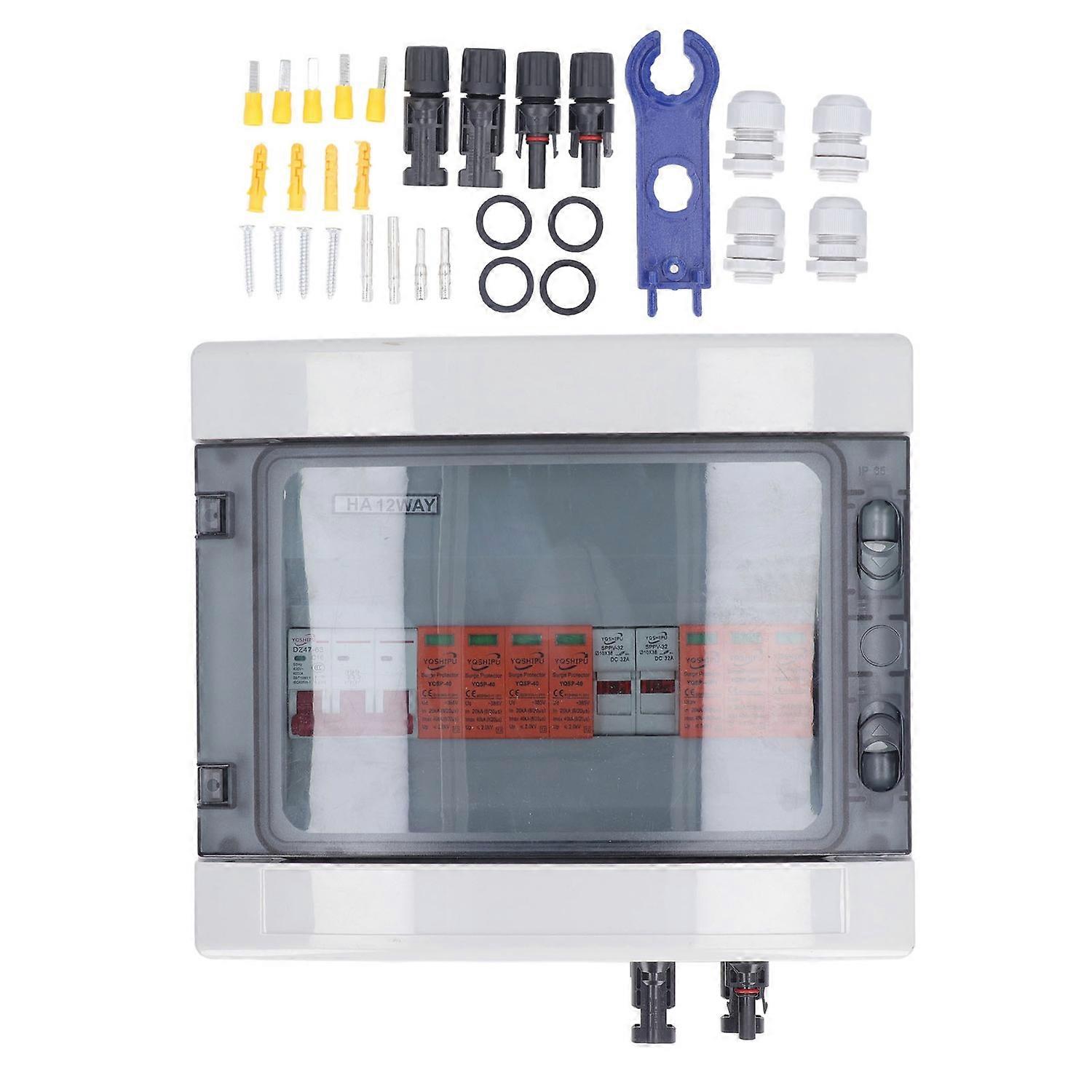 PV Solar Combiner Box 2 Strings IP65 Waterproof Solar Combiner Box with Lightning Arrester and Circu