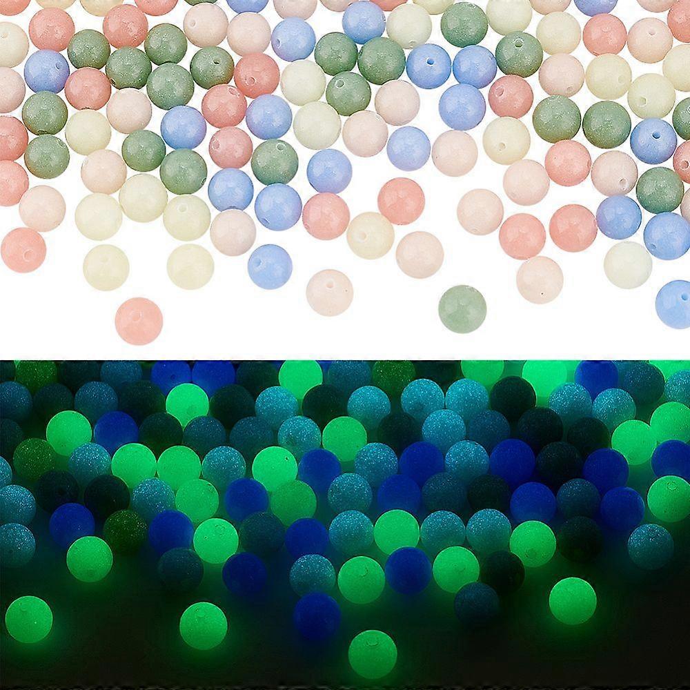 150Pcs 5 Colors Synthetic Luminous Stone Beads Round Mixed Color 8mm Hole: 1mm 30pcs/color