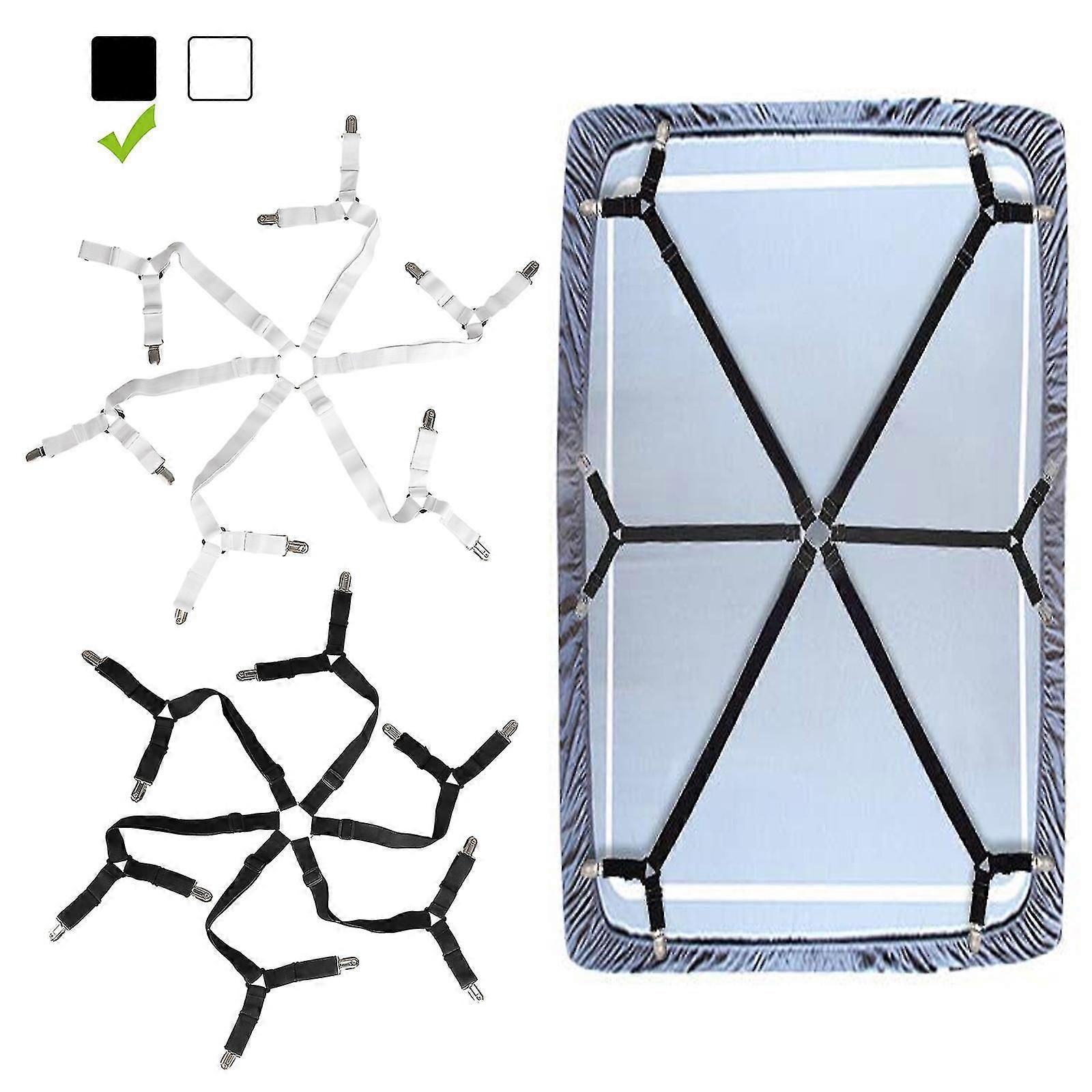 6 Sides Heavy Duty Triangle Bed Sheet Clip, Adjustable Elastic Sheet Straps  Gripper Fastener Holder, Triangle Crisscross Bed Sheet Clips,fi