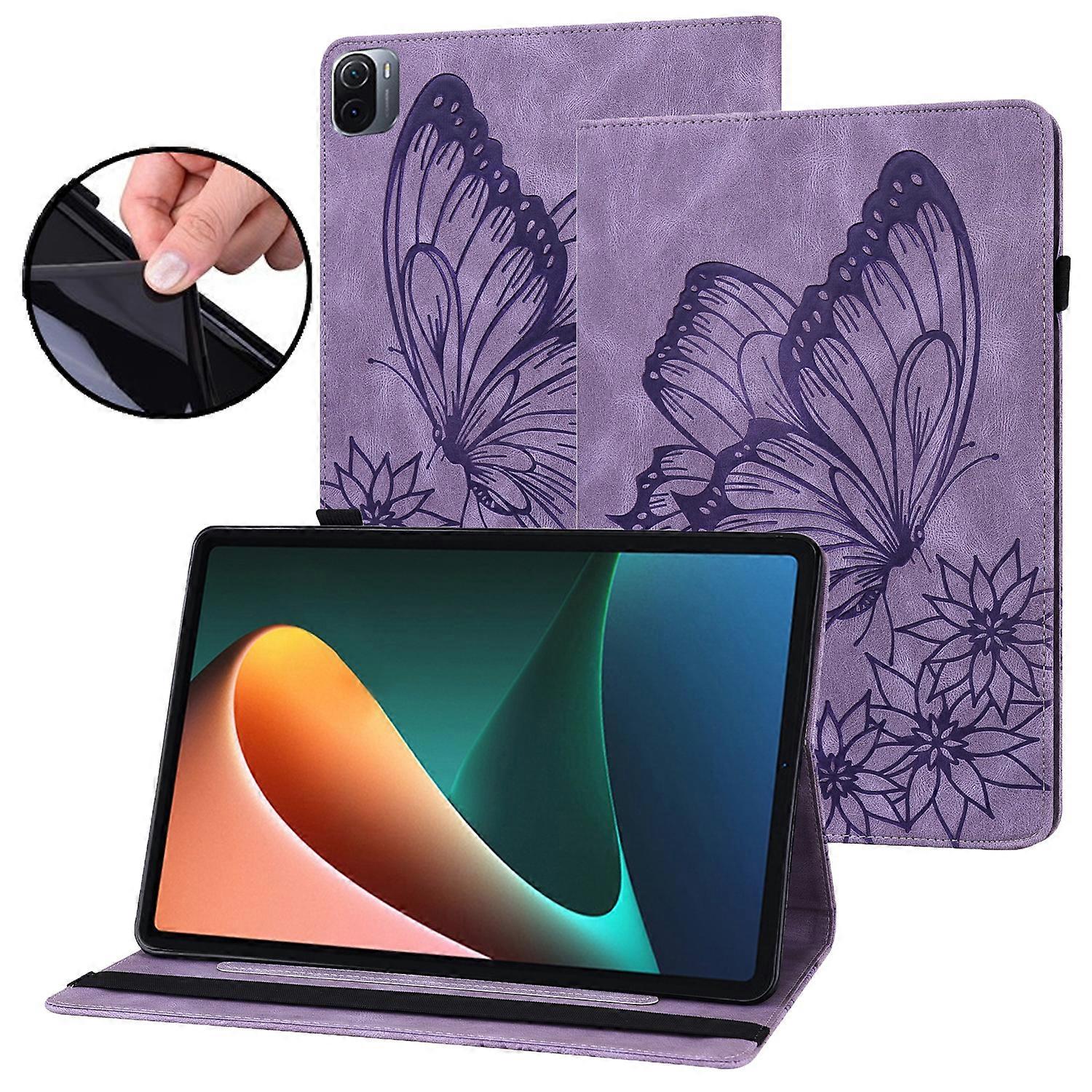For Xiaomi Pad 5 Big Butterfly Embossed Leather Tablet Case