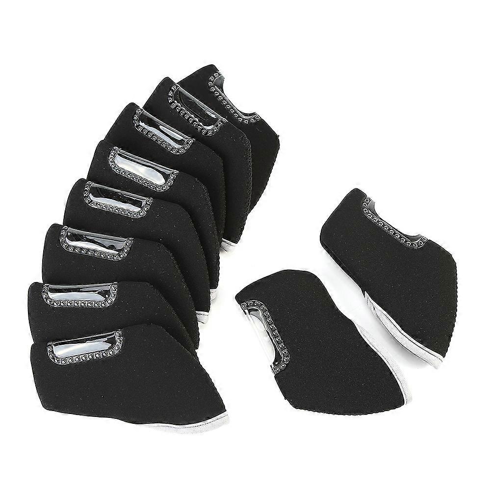 10pcs/Set Fashionable Golf Irons Headcover Ball Head Protective Cover(Black)