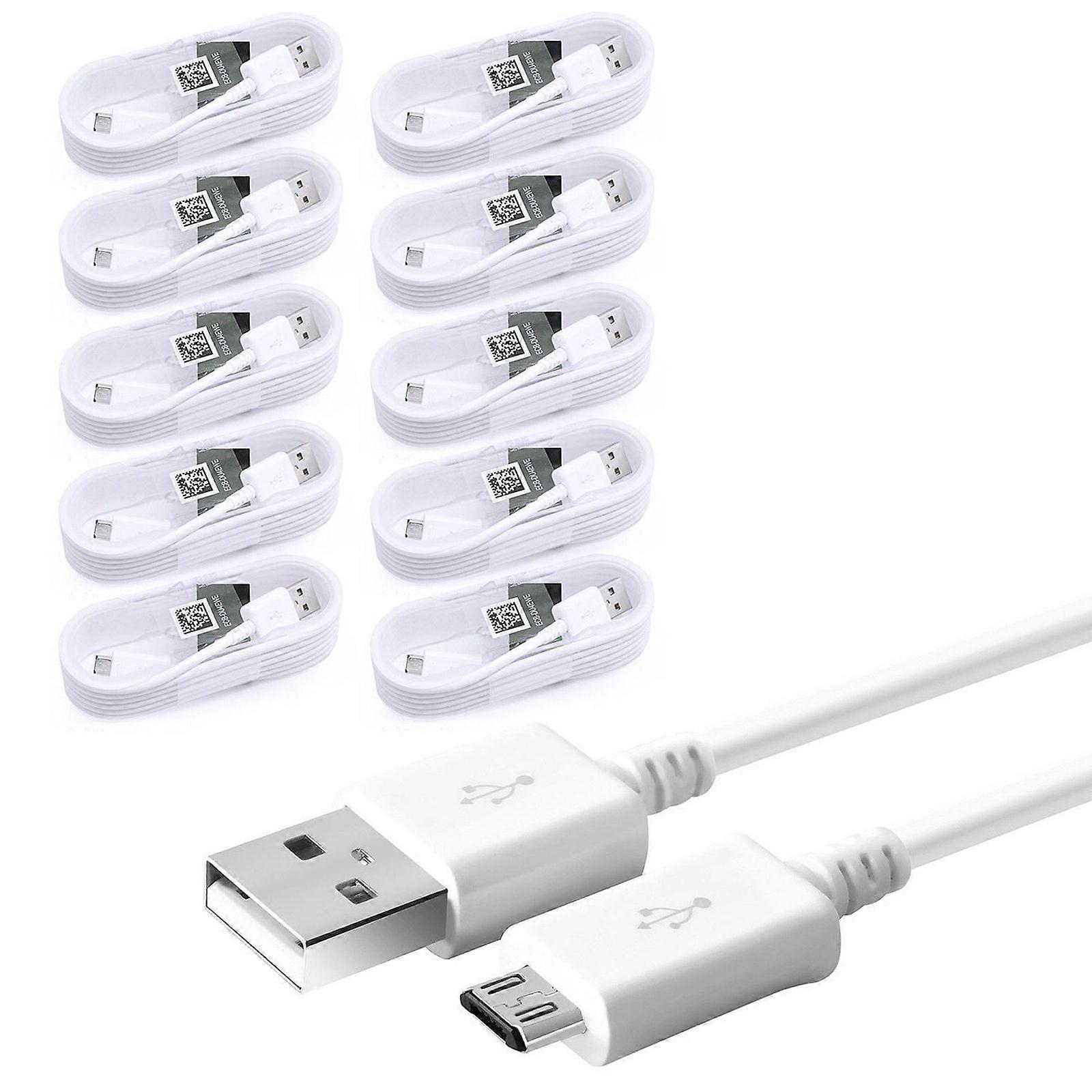 10 Pack 2m Long Data Transfer Charger Charging Micro Usb Cable Cord For Android Phone Device Tablet Bulk White Tpe Plastic