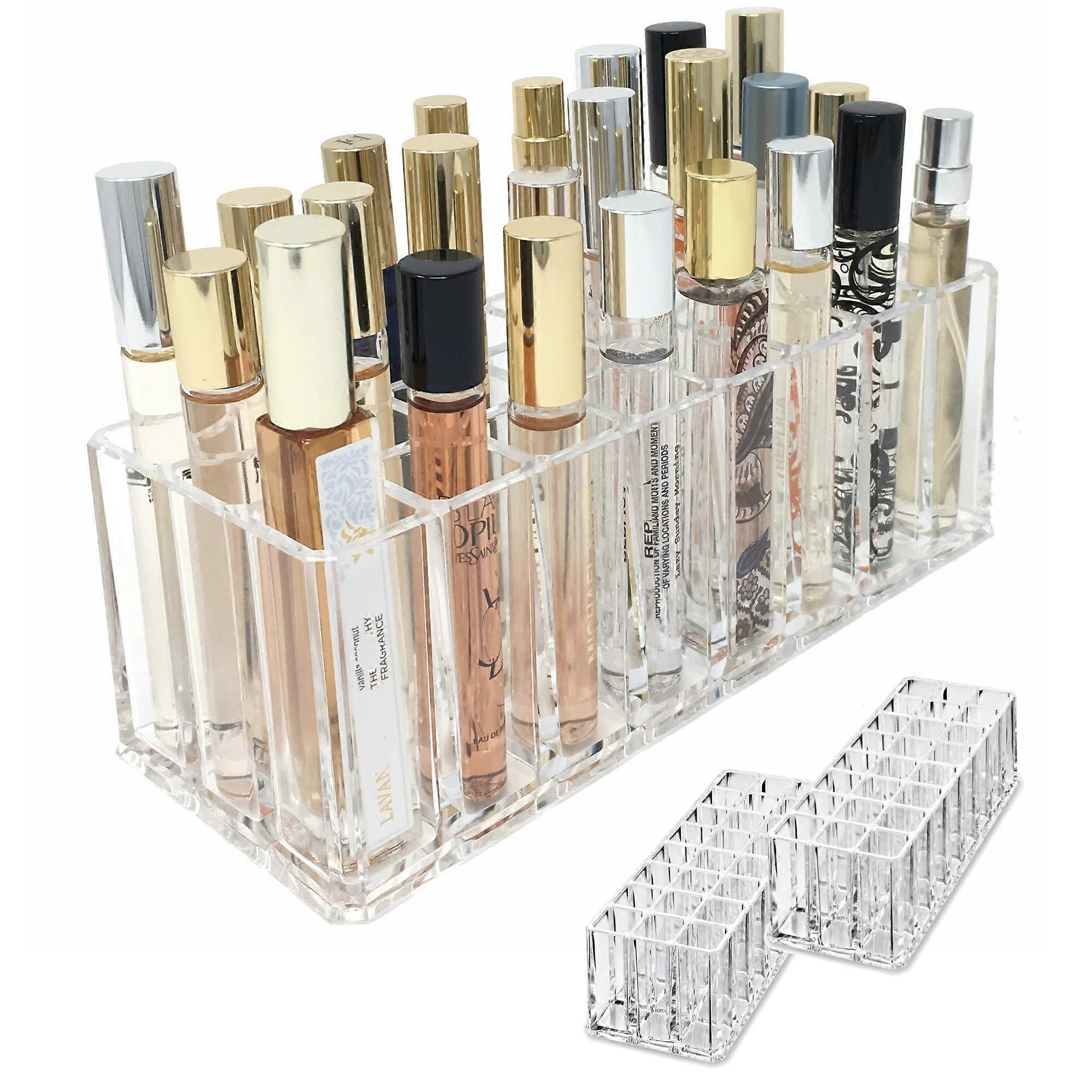 2 container refillable acrylic rollerball perfume storage box for tall storage display