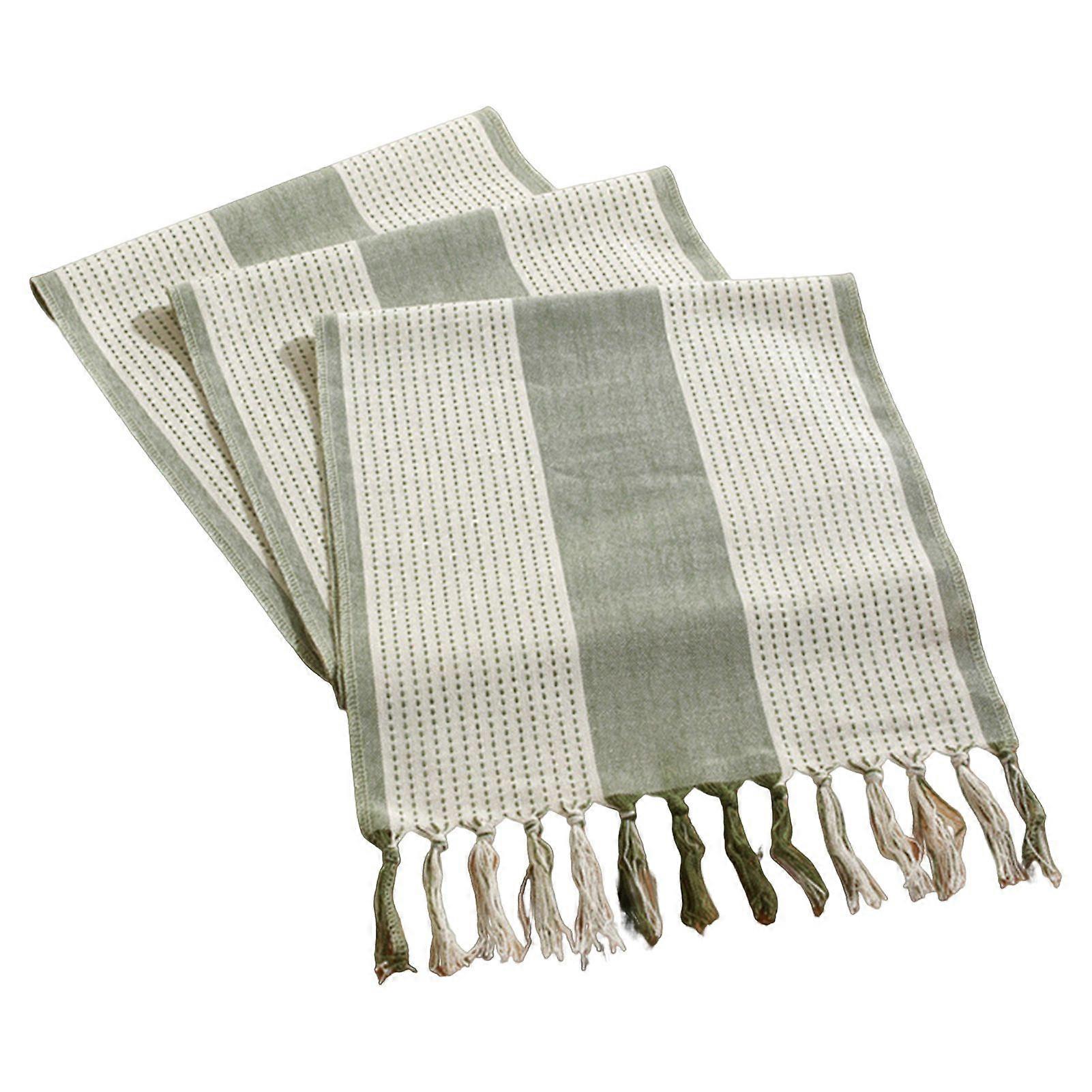 Table Runner Stripe Pattern Bohemian Style Tassel Tablecloth Decoration Home Decor