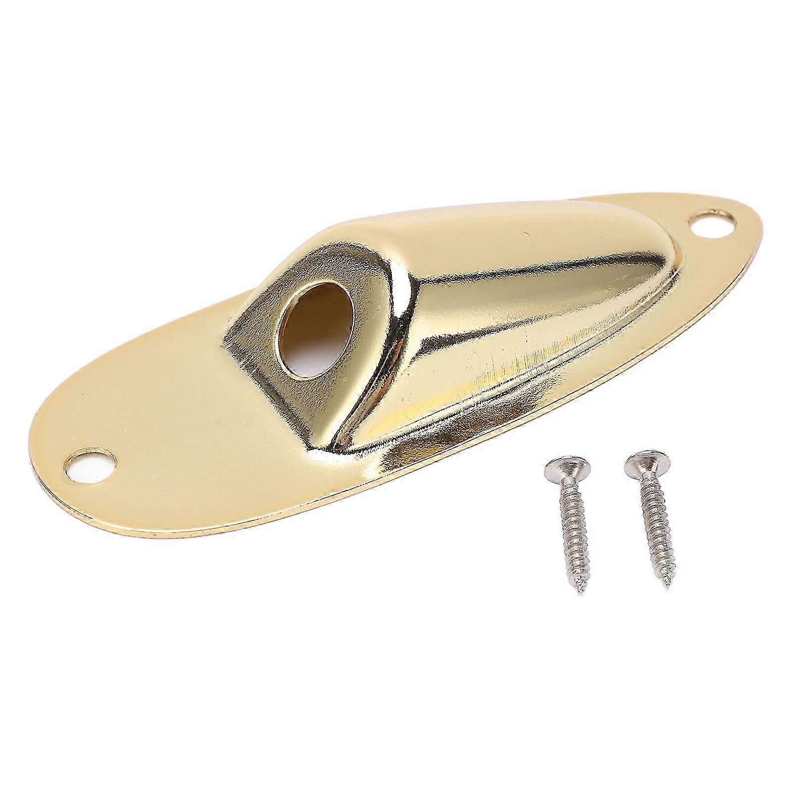 Guitar jack, Metal - made, Oval - shaped Mounting Plate with 2 Screws Included, Durable and Easy - to - Install for Guitar Modification