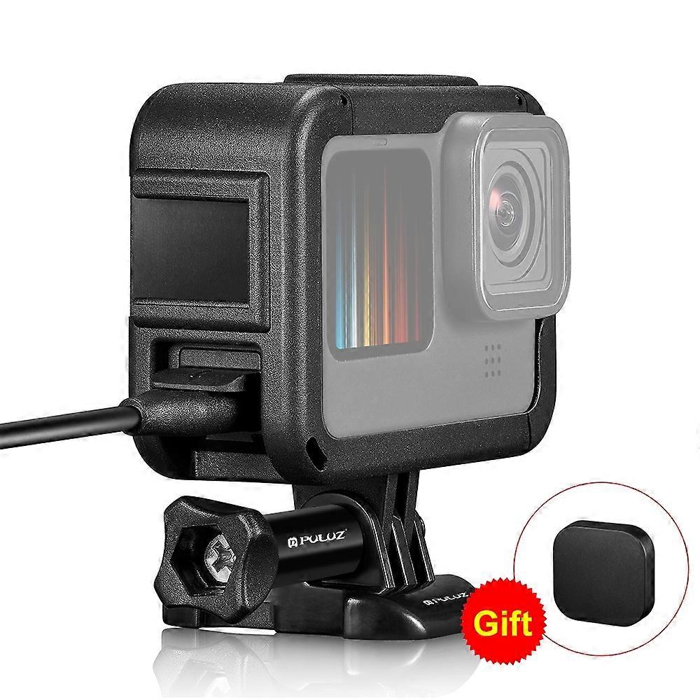 PULUZ充電式PAフレームマウントケージ、GoPro HERO13ブラック/ 12ブラック/ 11ブラック/ 11ブラックミニ/ 10ブラック/ 9ブラックブラック用コールドシューベーススロット付き