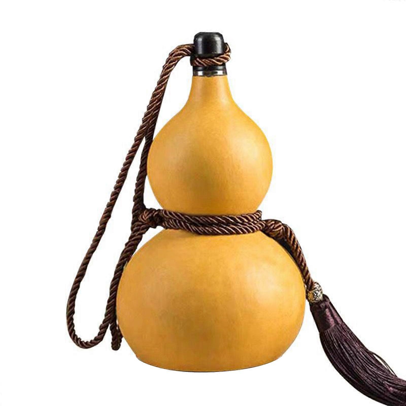 Multipurpose Wood Gourd Flask Decorative Gourd Shape Water Flask with Carving Detailing for Collectors