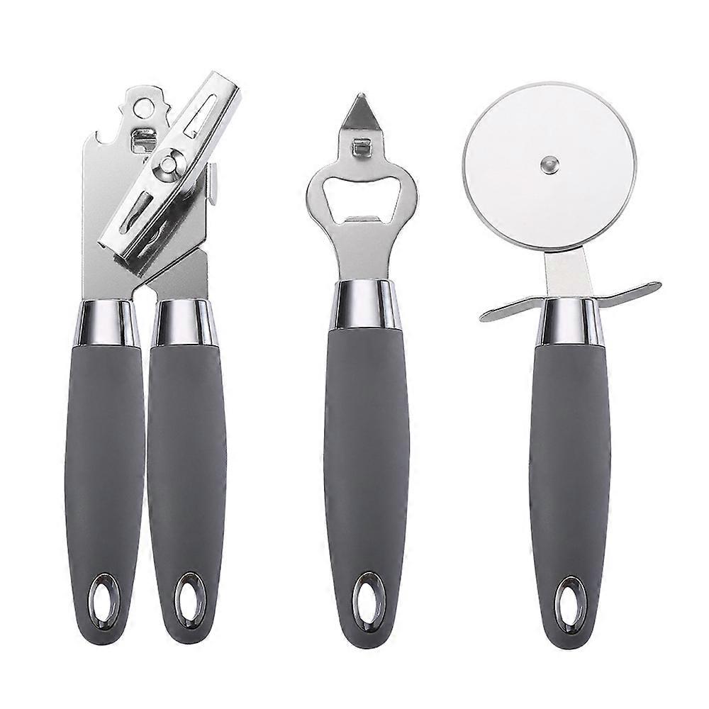 stainless steel utensils, plastic and rubber handled