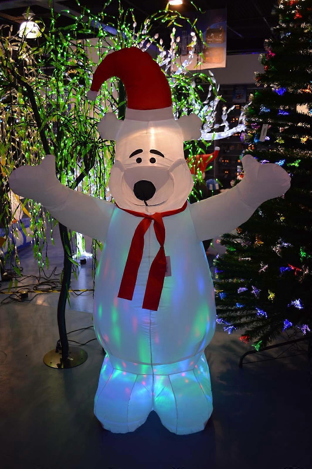 1.8M Premier Inflatable Oler The Polar Bear With Disco Light Decoration