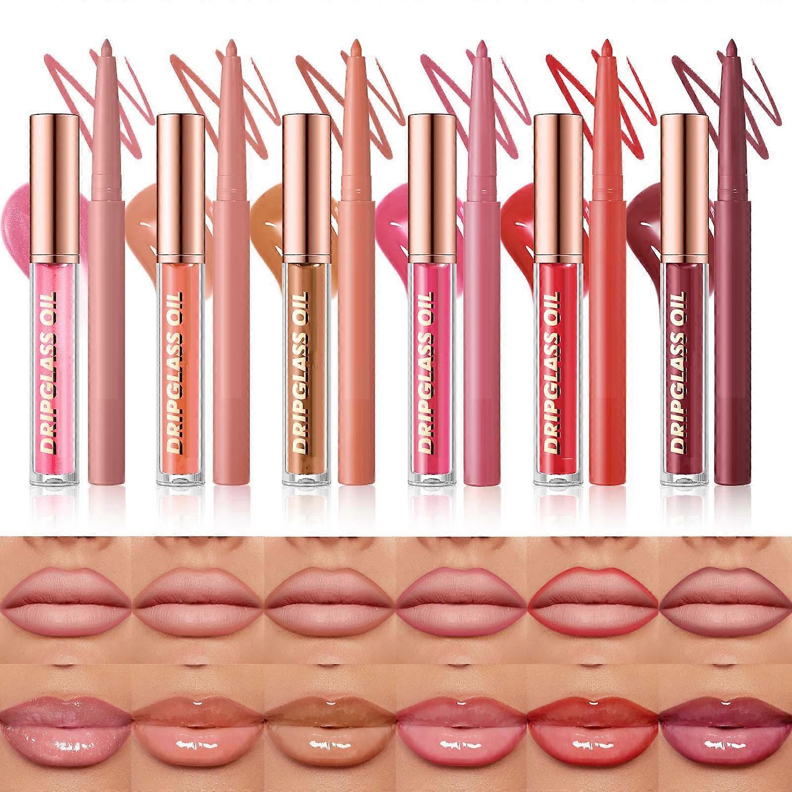 Lip Gloss Kit Lip Gloss Lipliner Combination Non Stick Cup Matte Lipstick Lipliner 2ml