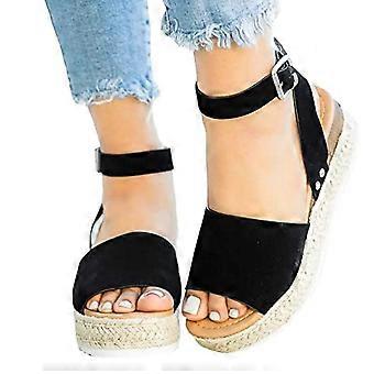 Zomersensatie: plateausandalen voor dames, verstelbaar enkelbandje, open neus, 4 inch hoge dikke blokhakken, ademende binnenkant, antislipzool, perfect