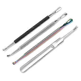 2024 4 stk død hud remover kompatiblek neglebånd pusher rustfritt stål doubleended nail art manikyr verktøy