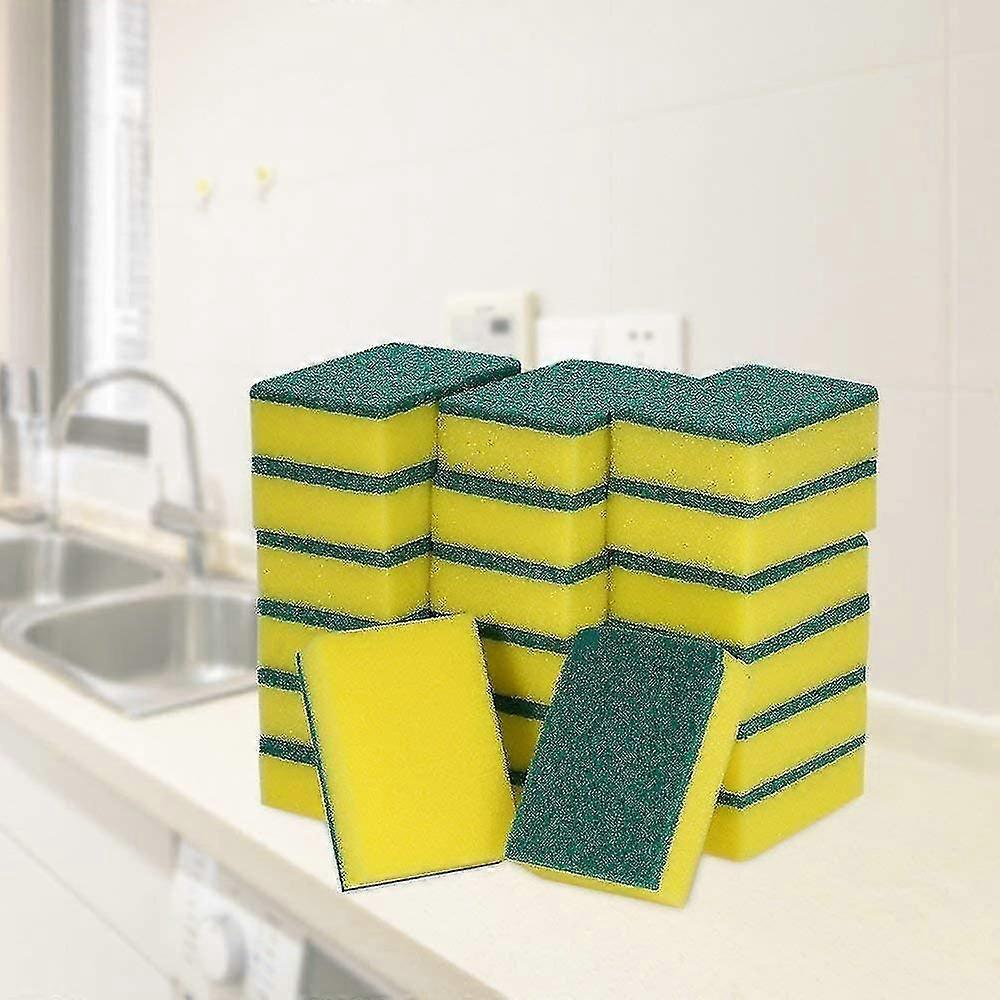 20pcs Double-Sided Sponge Dishwashing Scrub Pads