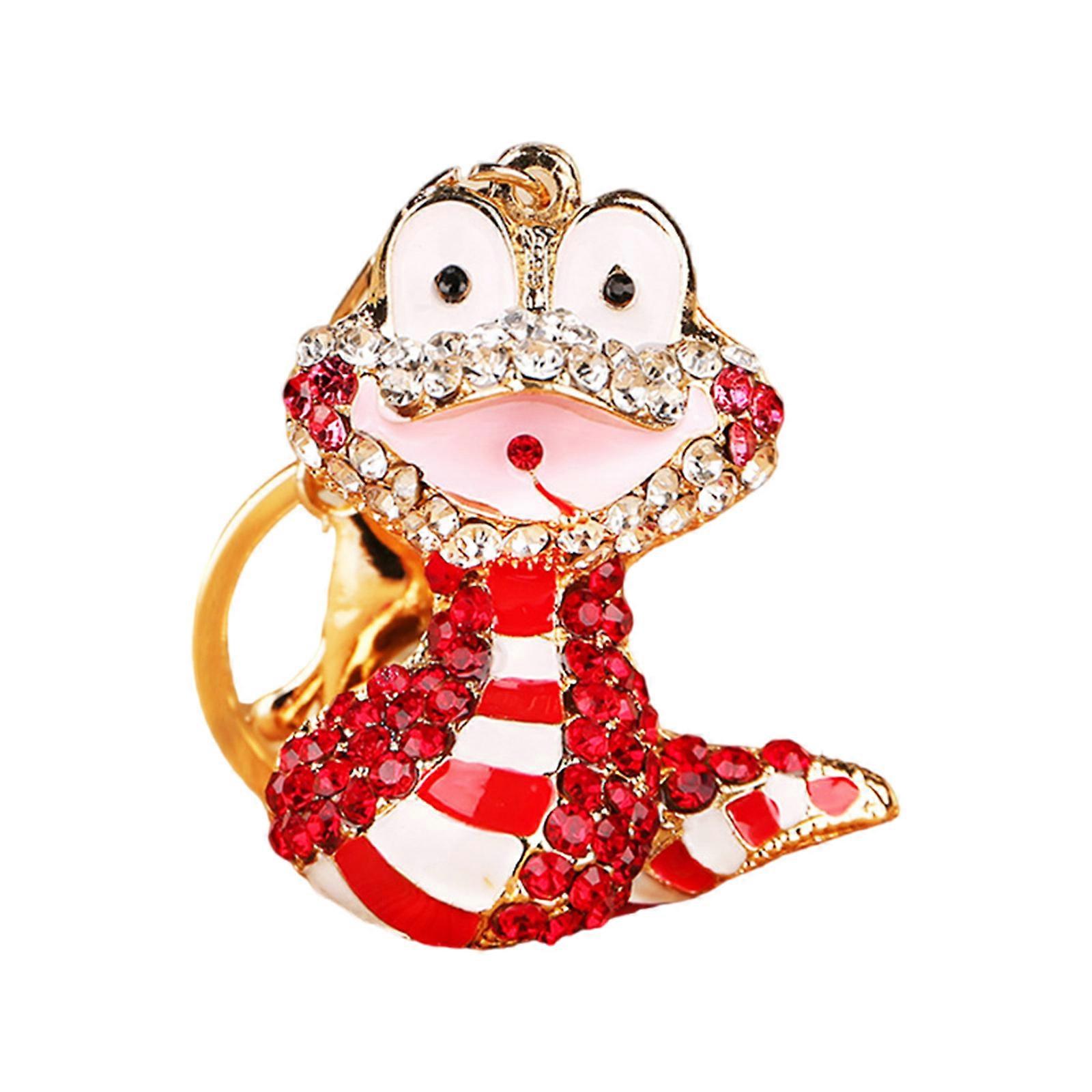 Lovely Snake Keychain Featuring  Zodiacs Snake Designs With Stylish Diamonds for Fashion Enthusiasts and Collectors  Red
