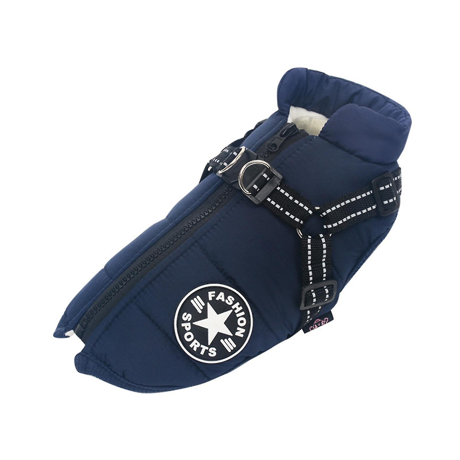 Warm Waterproof Jacket With Harness For Pet Dog Winter Comfy Cotton Apparel Padded Vest For Small Medium Dogs