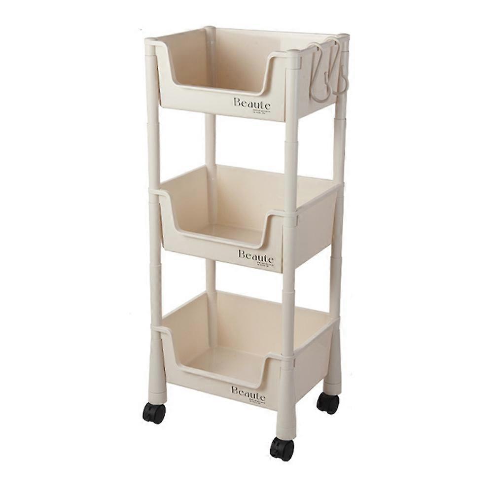 Slim 3-Tier Rolling Cart Storage Rack Under Desk Organizer for Home/Student Use with Wheels