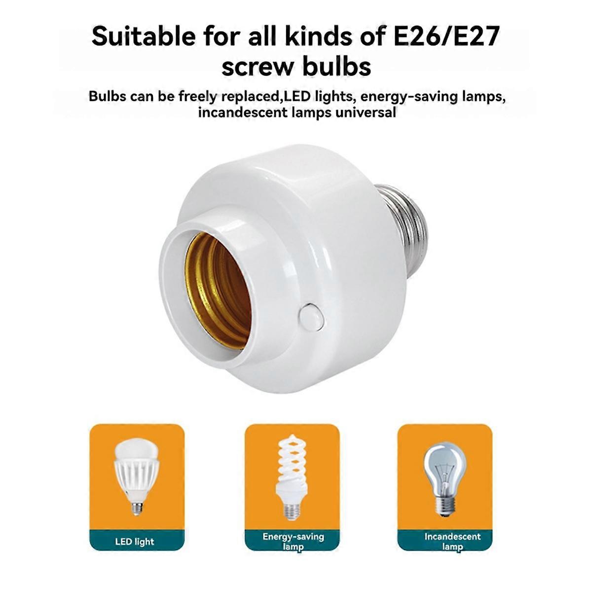 Wifi E26 E27 Smart Wiring, sin aplicación de portalámparas, control remoto, soporte de temporizador, Alexa / Google Home y OT