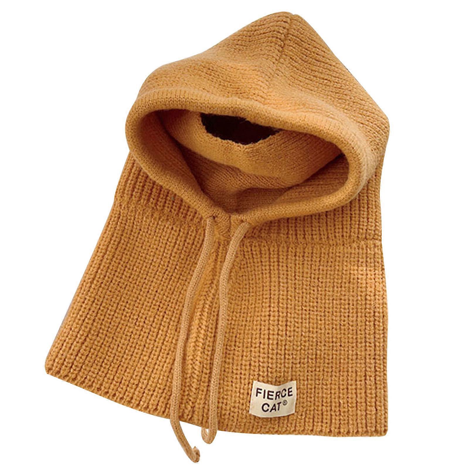 Soft and Comfortable Children's Hat Scarf for Winter Activities Versatile All-in-One Hat Knitted Pullover Hat Yellow