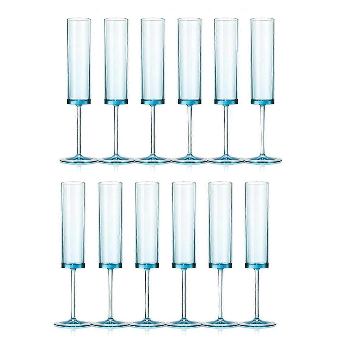 6 OZ Square Champagne Glasses Stemmed Coupes Blue