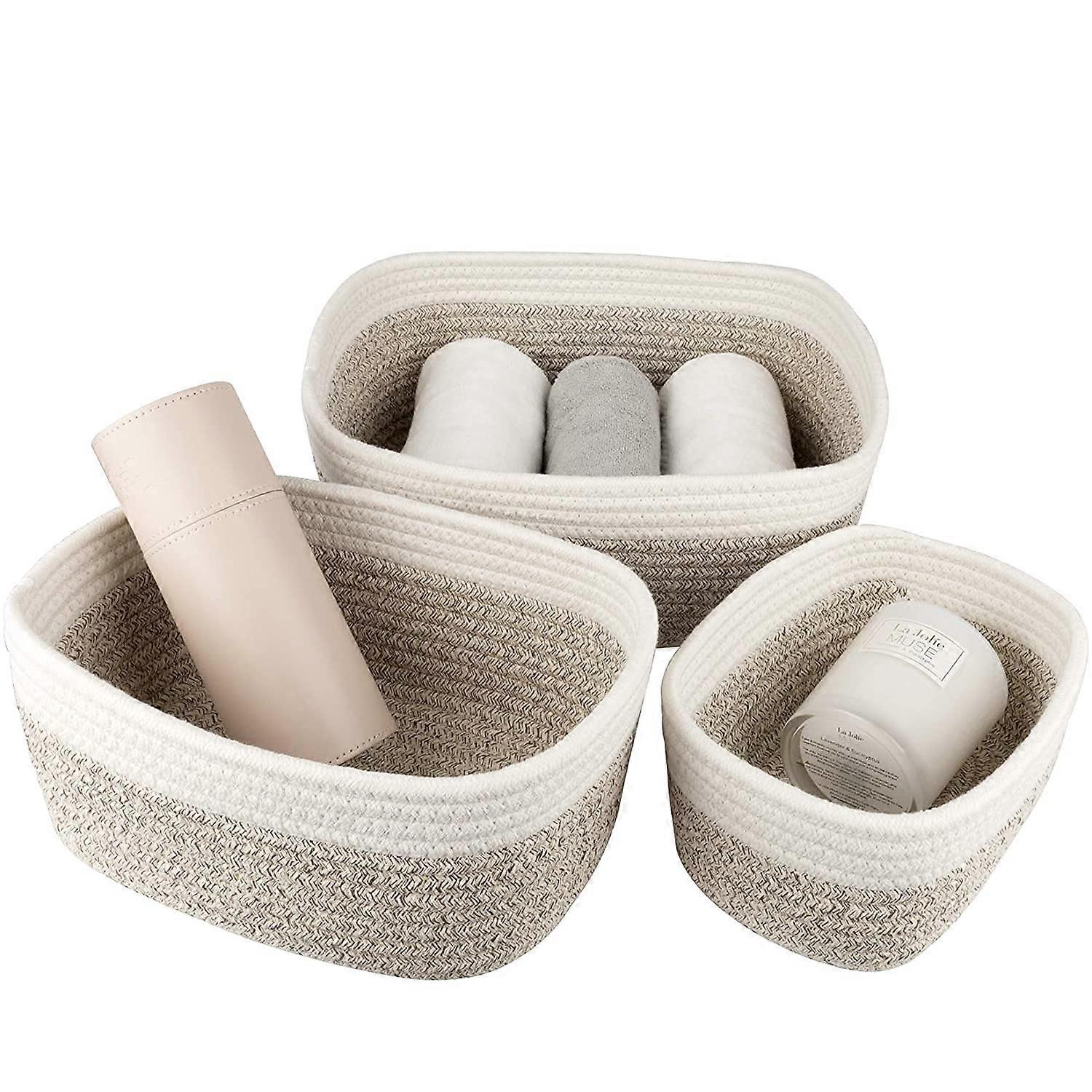 Stackable Woven Rope Basket Set Modern Home Decor