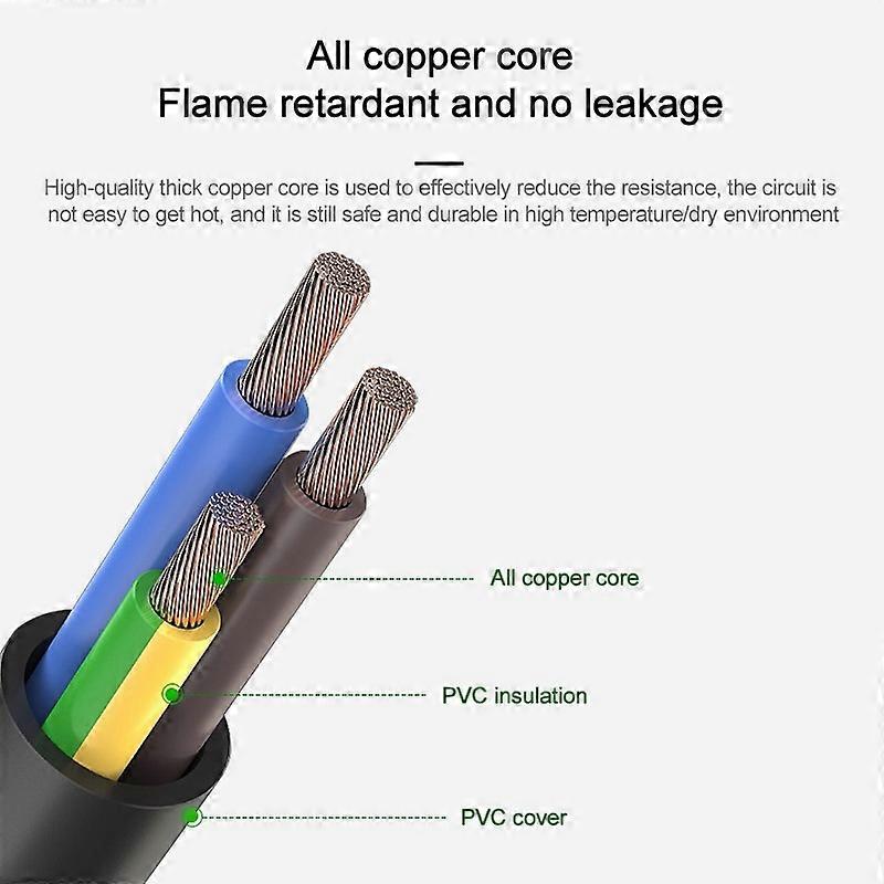 High Quality 3 Prong Style US Notebook AC Power Cord, Length: 1.8m