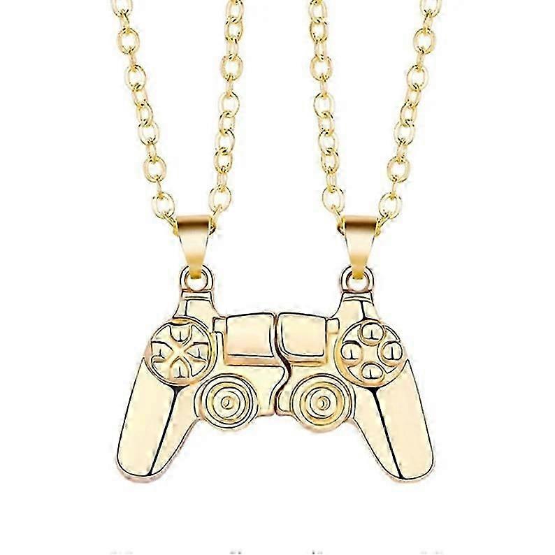 1 Pair Game Controller Necklace Couple Gift Gold