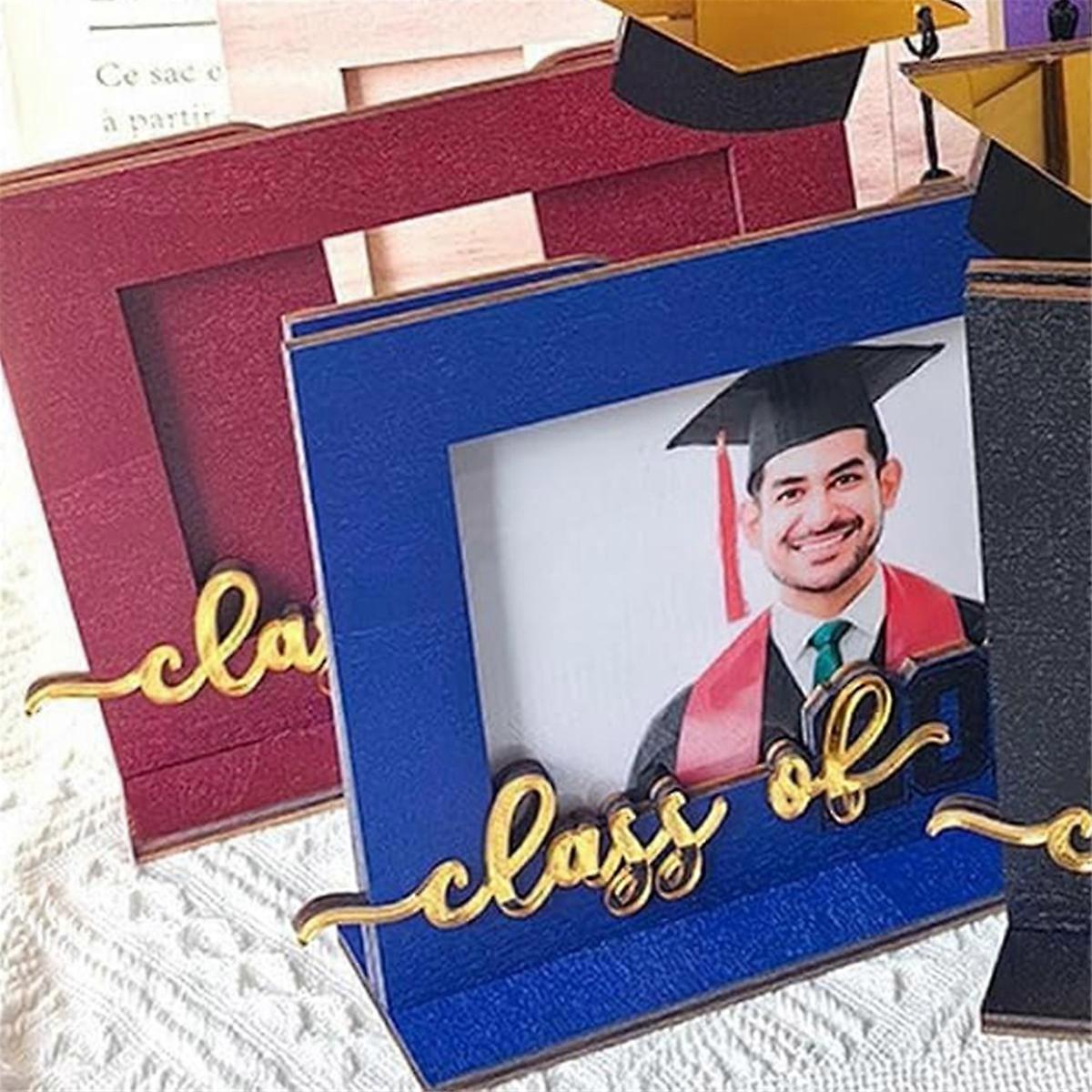 träprydnader fotoram högtid examen minnesmärke blå