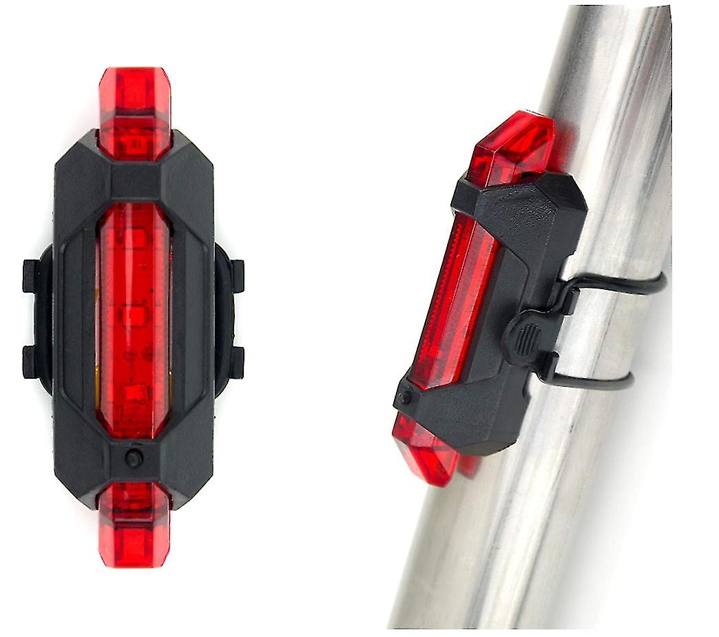 Bakre sykkel baklykt for sykler og scootere, usb oppladbar, 4 lys flash-modus, enkel installasjon rød / svart (rød)