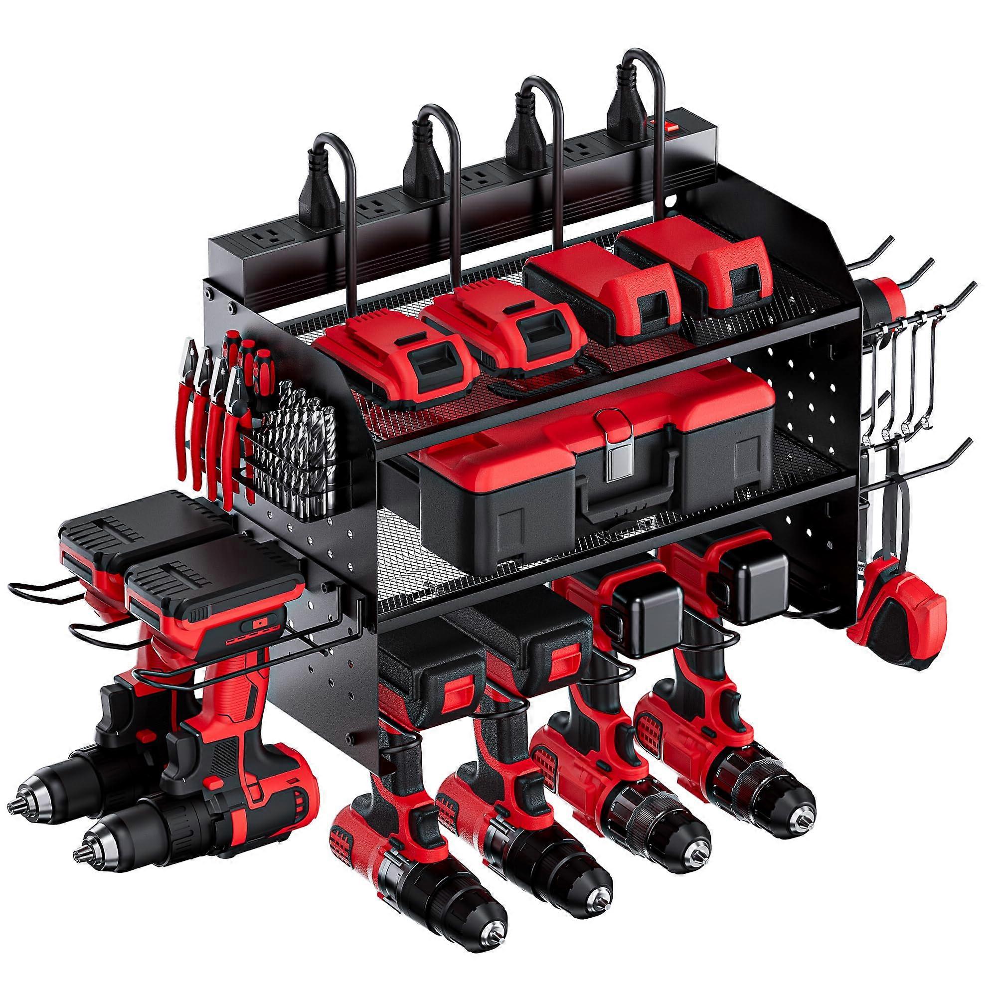 Power Tool Organizer Wall Mount for Garage Storage, Heavy-Duty Steel, Space-Saving Design, Easy Installation, Compatible with All Tool Types