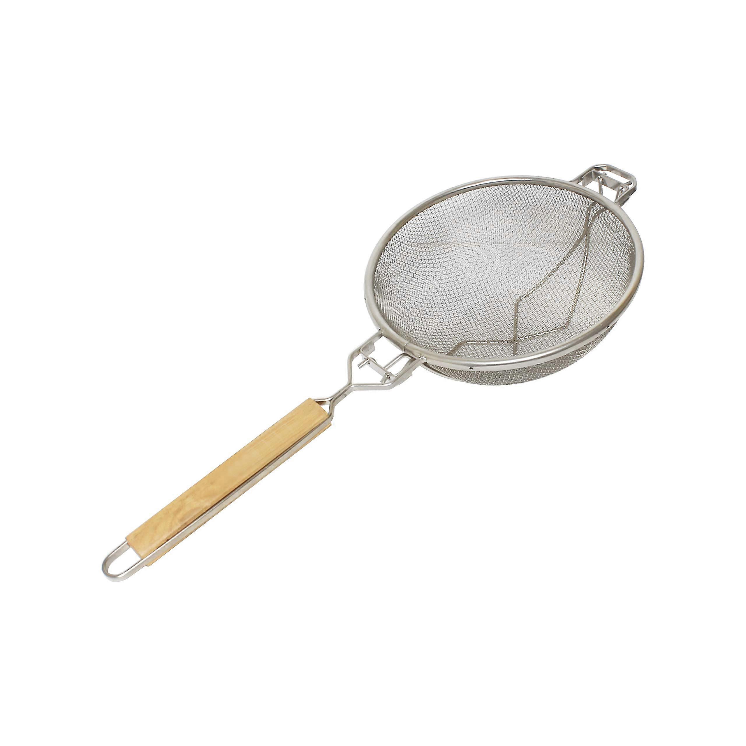 Reinforced Double Mesh Fine Strainer with Wooden Handle for Kitchen Use 10.5'