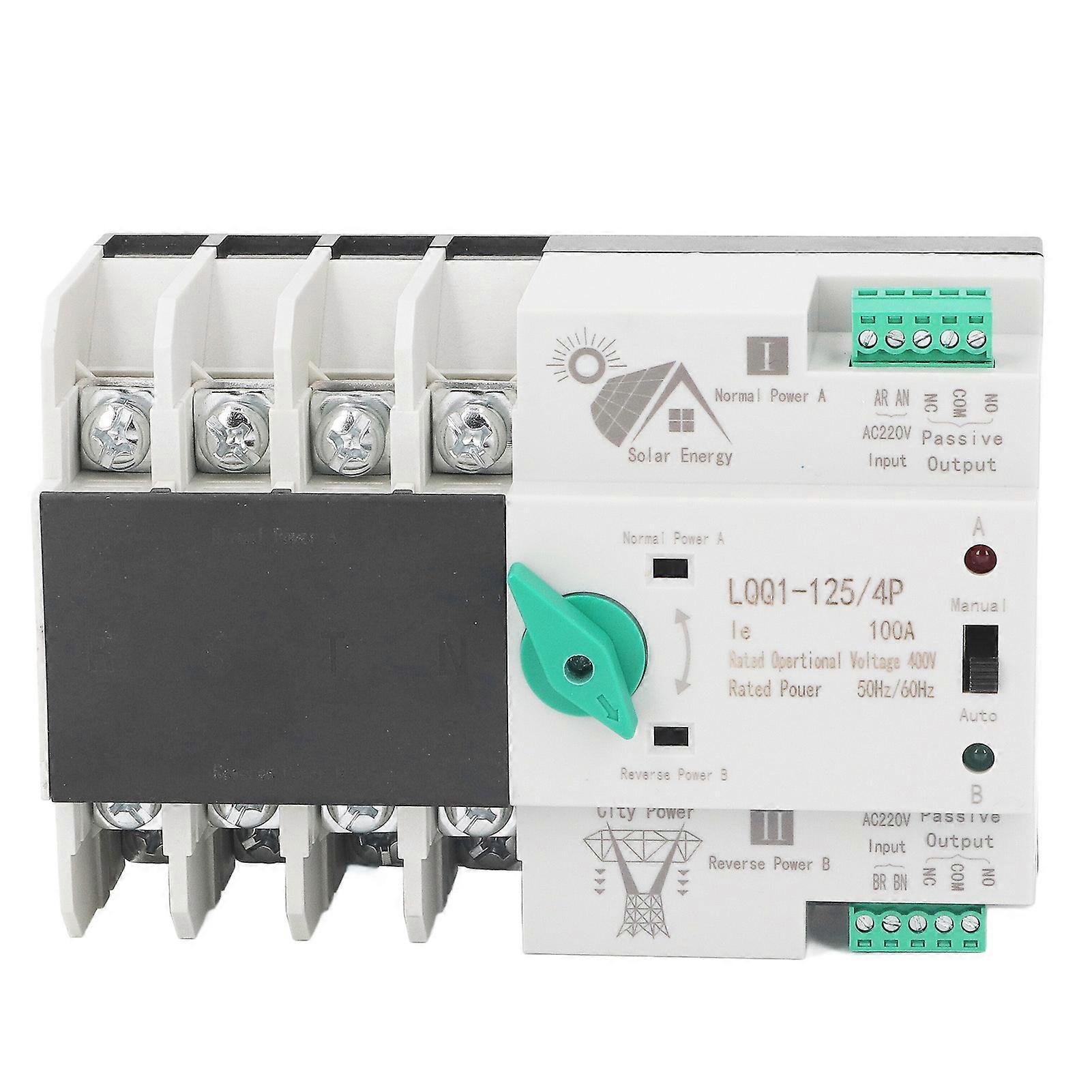 Dual Power Automatic Transfer Switch 4P Fast Switching PV Type AC400V 100A for Home Factory