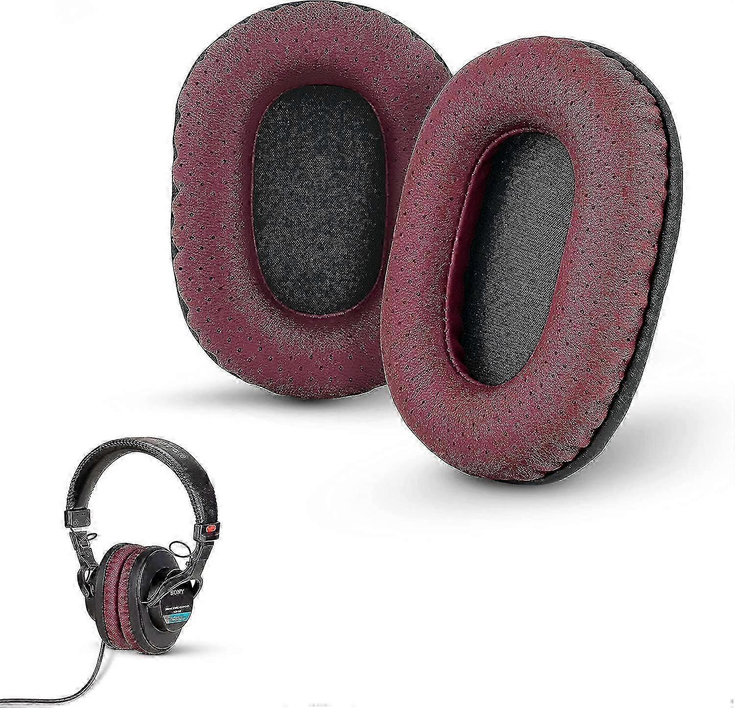 Replacement Earpads For Sony Mdr 7506, V6 &Cd900st With Memory Foam Ear Pad &Suitable For Other On Ear Headphones (red)