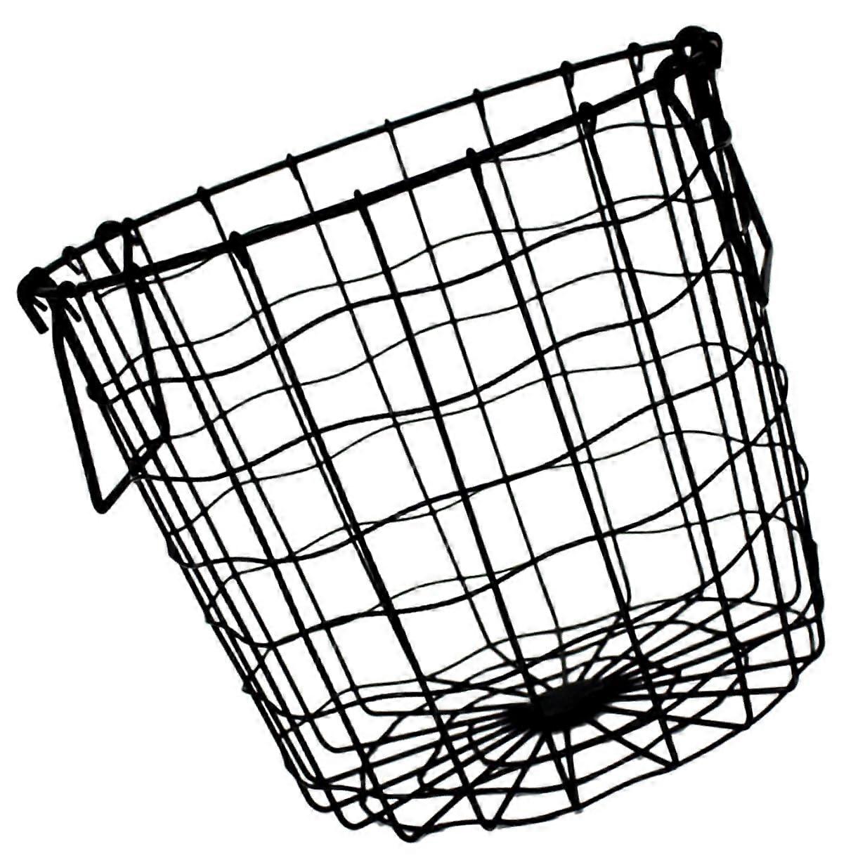 Laundry Basket Portable Round Weave Storage Basket for Grocery, Blankets, and Sundries - Metal Wire Handheld Organizer