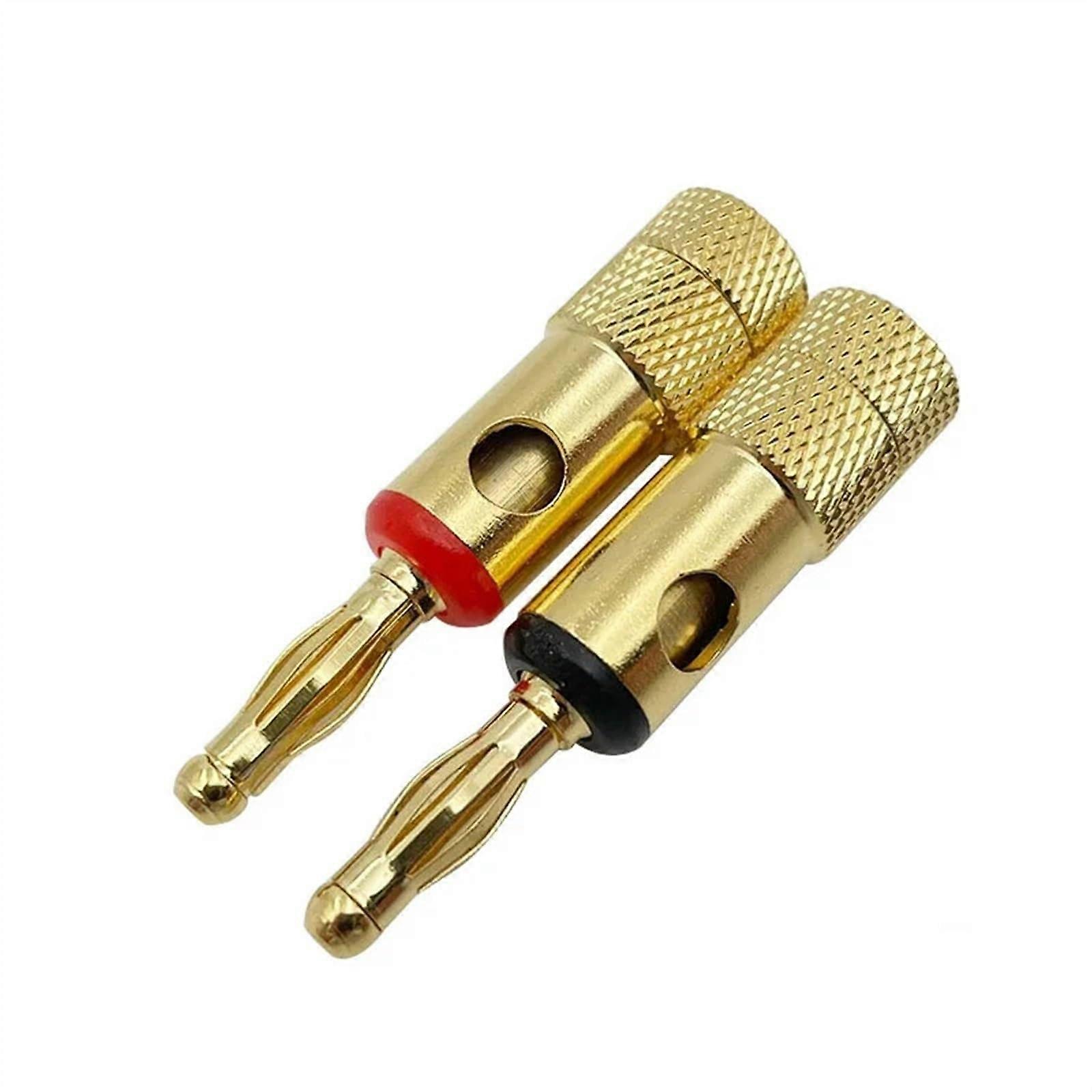 20pcs/Set 4mm Banana Plug Pure Copper Gold Plated Speaker Wire Amplifiers Audio Video Connectors (Color : 4 Red 4Black)