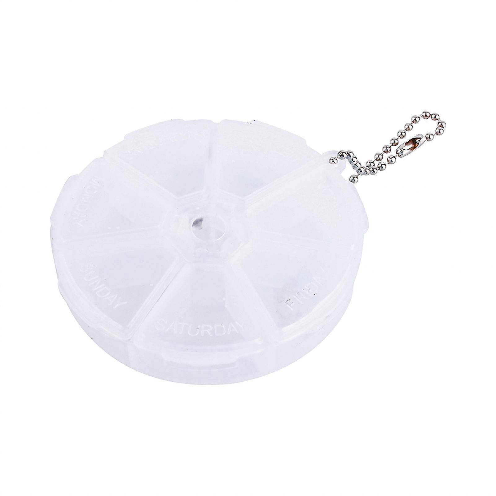 Mini 7 Days Weekly Pill Box Dispenser Organizer Container Round Tablet Pill Holder